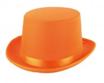 Chapeau haut de forme satin orange