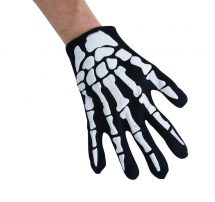 Gants noir impression squelette