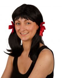 Perruque noir avec couettes