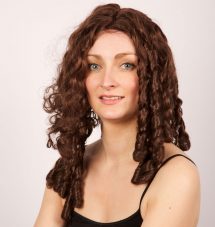 Perruque boucle fine brune