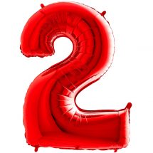 Sachet d'un ballon chiffre aluminium 2 rouge taille 66 cm