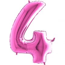 Sachet d'un ballon chiffre aluminium 4 fuschia taille 66 cm