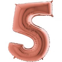 Sachet d'un ballon chiffre aluminium 5 rose gold taille 66 cm