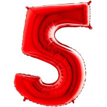 Sachet d'un ballon chiffre aluminium 5 rouge taille 66 cm