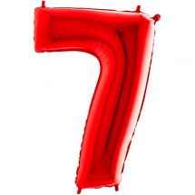 Sachet d'un ballon chiffre aluminium 7 rouge taille 66 cm