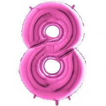 Sachet d'un ballon chiffre aluminium 8 fuschia taille 66 cm