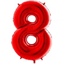 Sachet d'un ballon chiffre aluminium 8 rouge taille 66 cm
