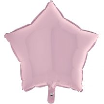 Sachet d'un ballon étoile pastel rose aluminium 23 cm