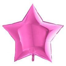 Sachet d'un ballon étoile fuschia aluminium 23 cm