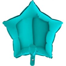 Sachet d'un ballon étoile turquoise aluminium 23 cm