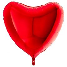 Sachet d'un ballon coeur rouge aluminium 23 cm