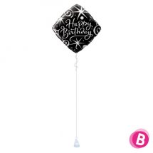 Ballon Happy Birthday noir elegant