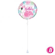 Ballon Happy Birthday flamant rose
