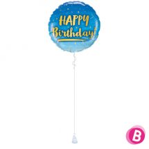 Ballon Happy Birthday gold-blue