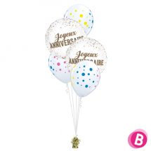 Bouquet déco joyeux anniversaire dots multi couleur