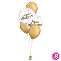 Bouquet déco joyeux anniversaire chrome gold