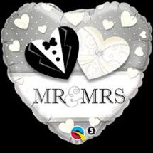 Sachet d'un ballon coeur aluminium Mr&Mrs
