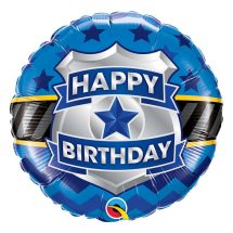 Sachet d'un ballon aluminium ( 45cm) happy birthday bleu police