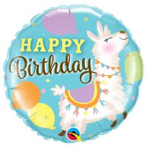 Sachet d'un ballon aluminium ( 45cm) happy birthday lama