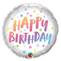 Sachet d'un ballon aluminium ( 45cm) happy birthday dots