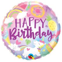 Sachet d'un ballon aluminium ( 45cm) happy birthday fantaisie