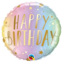 Sachet d'un ballon aluminium ( 45cm) happy birthday pastel