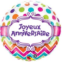 Sachet d'un ballon aluminium ( 45cm) joyeux anniversaire dots