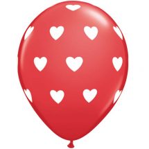 Sachet de 6 ballons latex rouge taille 11" (28 cm) coeur