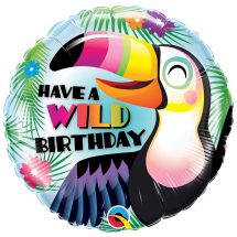 Sachet d'un ballon aluminium ( 45cm) happy birthday toucan