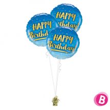 Bouquet trio happy birthday gold-blue