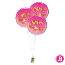 Bouquet trio happy birthday gold-pink