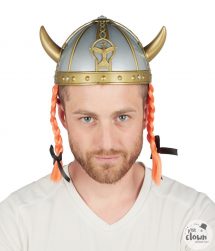 Casque viking avec tresse orange