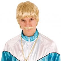 Perruque homme blond + moustache