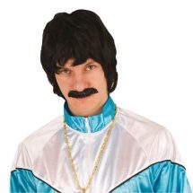 Perruque homme noir + moustache