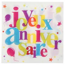 Serviettes joyeux anniversaire multicolore