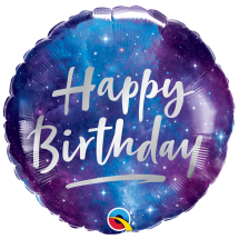 Sachet d'un ballon aluminium ( 45cm) happy birthday galaxy