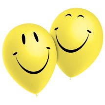 Sachet de 6 ballons latex noir taille 11" (28 cm) smiley
