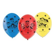 Sachet de 6 ballons latex taille 11" (28 cm) pat patrouille
