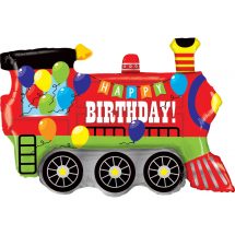 Sachet d'un ballon aluminium ( 94 cm) happy birthday train