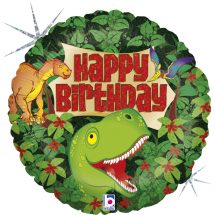Sachet d'un ballon aluminium ( 45cm) happy birthday dinosaure