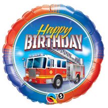 Sachet d'un ballon aluminium ( 45cm) happy birthday camion de pompier