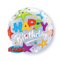 Sachet d'un ballon Bubble 56 cm happy birthday etoile