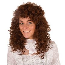 Perruque longue bouclée brune