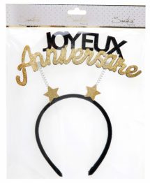 Serre tête joyeux anniversaire or