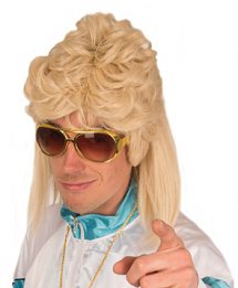 Perruque coupe mulet blond