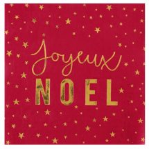 Serviettes joyeux noel rouge et or