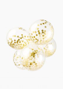 Sachet de 6 ballons confetti or