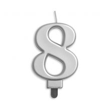 Bougie couleur argent métallisée chiffre 8