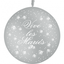 Sachet de 1 ballon "vive les mariés" argent