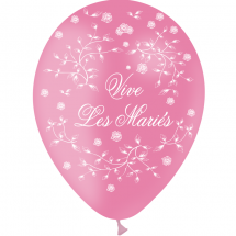 Sachet de 8 ballons "vive les mariés" rose fuschia
